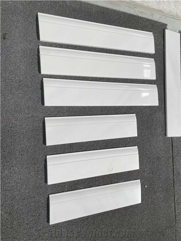 Thassos White Marble 4X12 Honed Baseboard