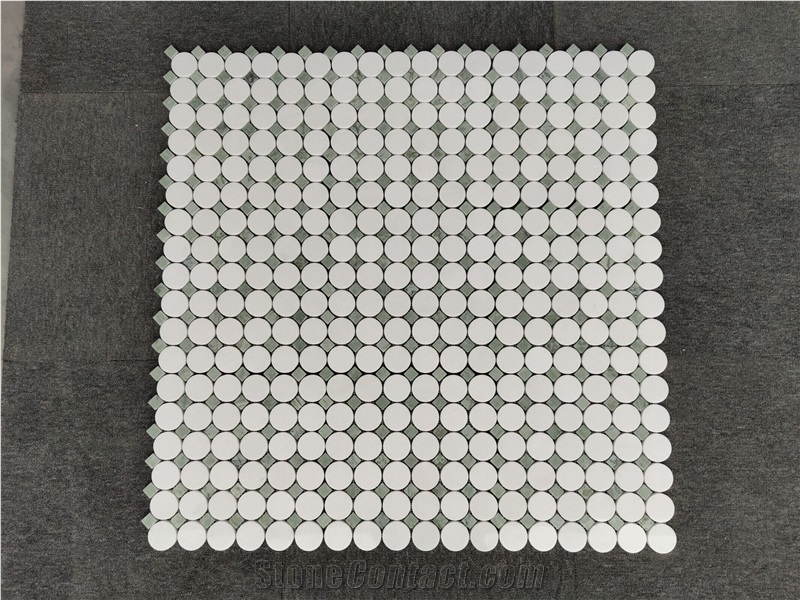 Thassos White Marble Round Mosaic Tiles