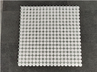 Thassos White Marble Round Mosaic Tiles