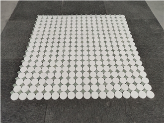 Thassos White Marble Round Mosaic Tiles