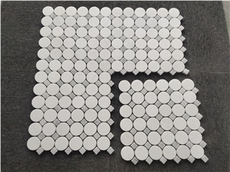 Thassos White Marble Round Mosaic Tiles