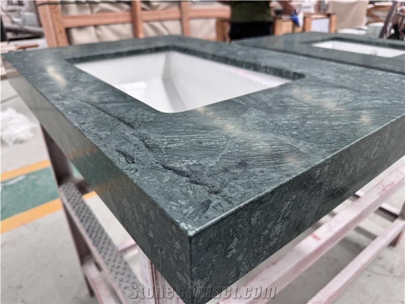 Verde Dark Green  Vanity Tops With Sink Attached
