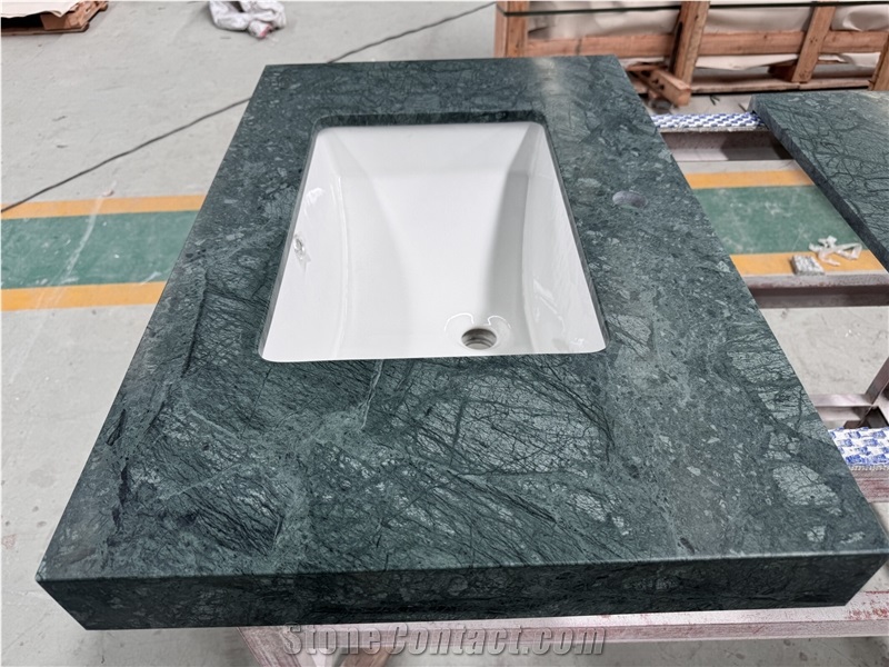 Verde Dark Green  Vanity Tops With Sink Attached