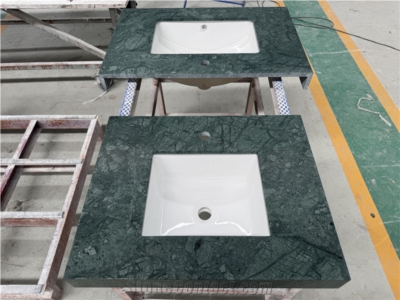 Verde Dark Green  Vanity Tops With Sink Attached