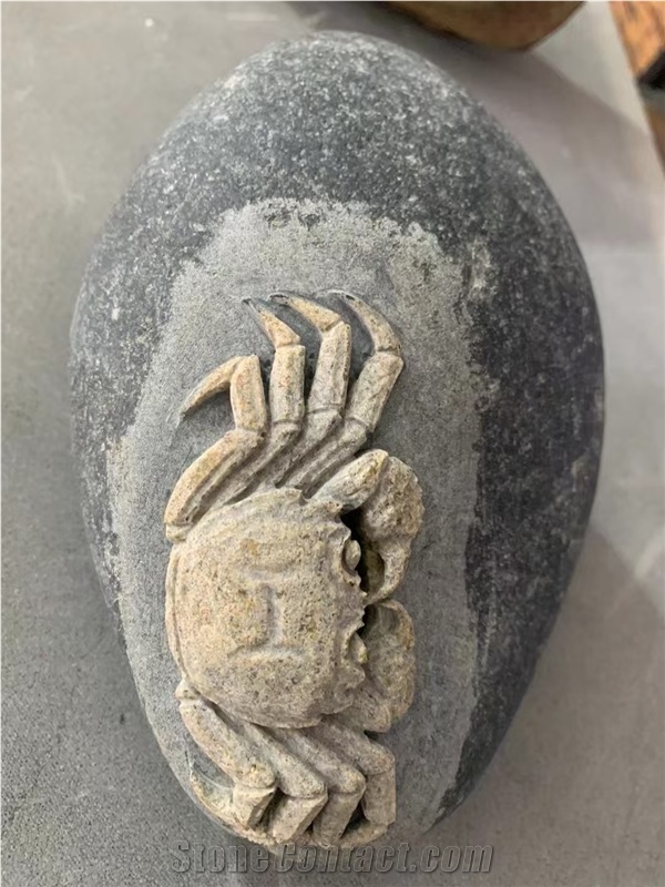 Animal Sculptures Beetle Carved On River Stone For Landscape
