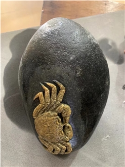 Animal Sculptures Beetle Carved On River Stone For Landscape