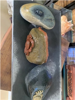 Animal Sculptures Beetle Carved On River Stone For Landscape