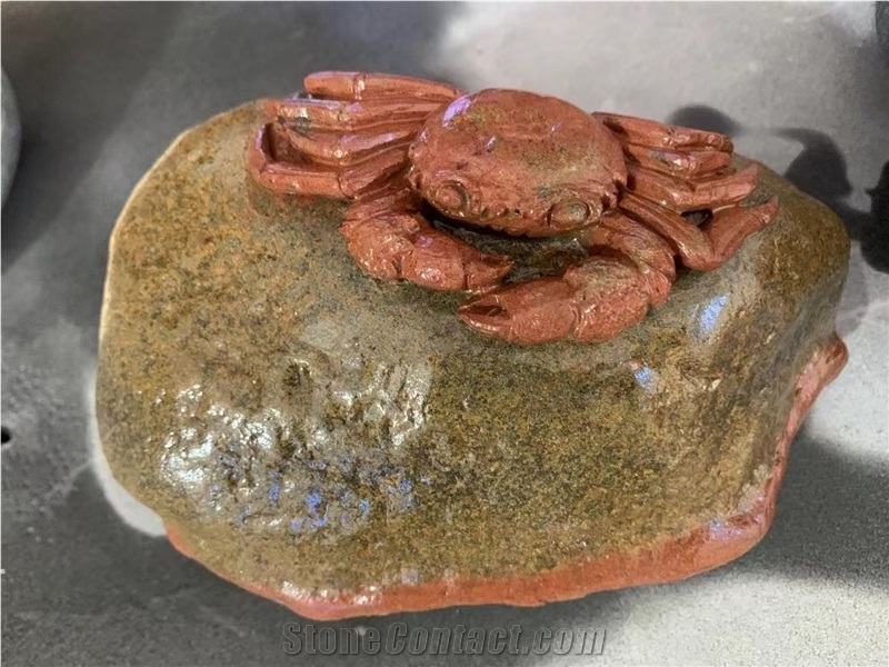Animal Sculptures Beetle Carved On River Stone For Landscape