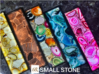Backlit Agate Tea Table  Semiprecious Stone Tiles