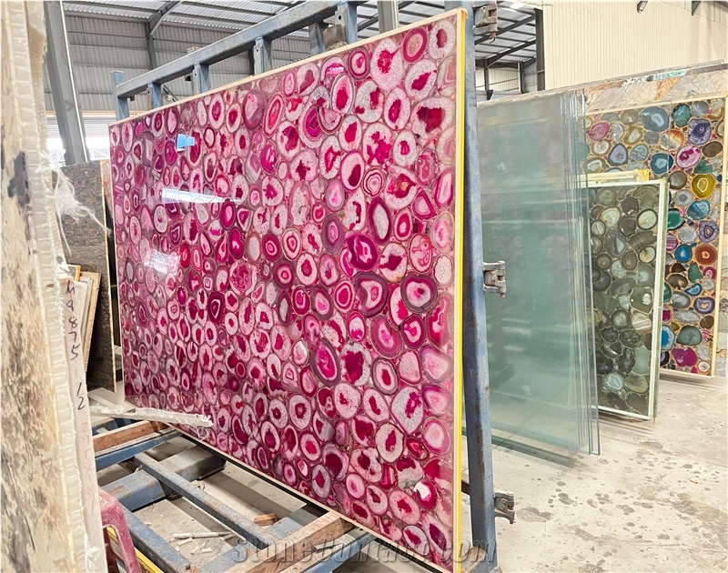 Pink Agate Semi Precious Stone Slabs