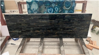 Semi Precious Stone Wall Blue Tiger Eye Slab