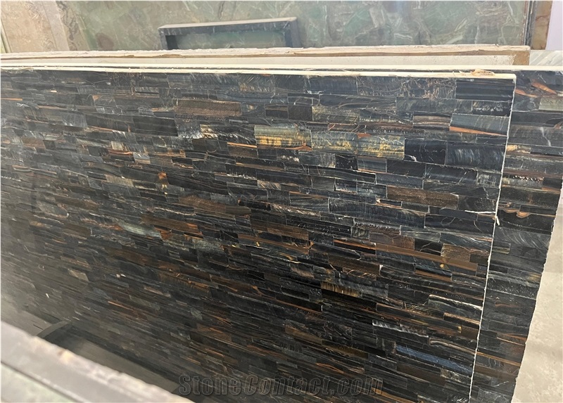 Semi Precious Stone Wall Blue Tiger Eye Slab