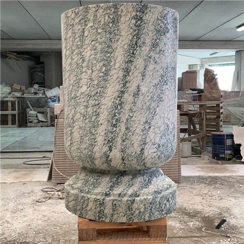 Vert De Estours Marble Polished Column Custom Design