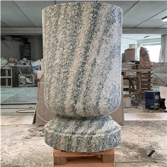 Vert De Estours Marble Polished Column Custom Design