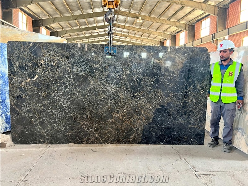 Iran Black & Gold Marble Slabs - DRAGONA Shebhe Emperador Marble