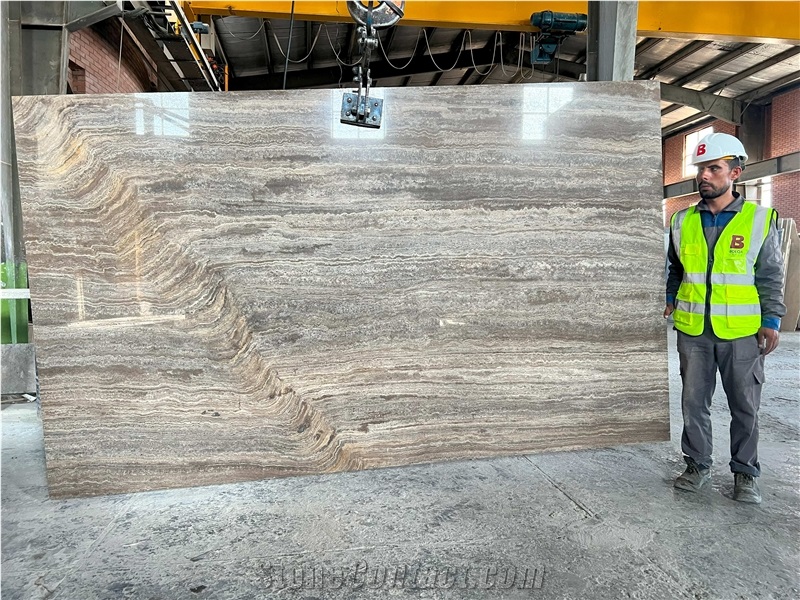 Iran Silver Travertine Slabs - Titanium Silver Travertine