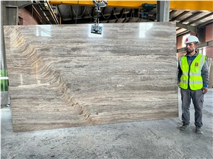 Iran Silver Travertine Slabs - Titanium Silver Travertine
