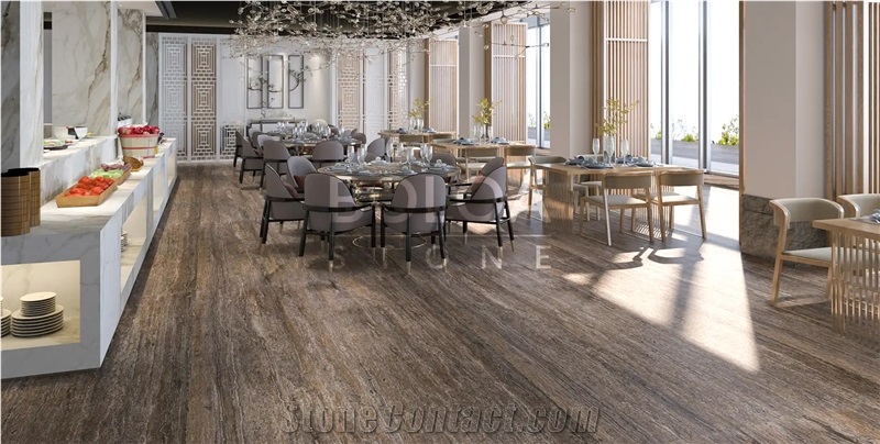 Iran Silver Travertine Slabs - Titanium Silver Travertine