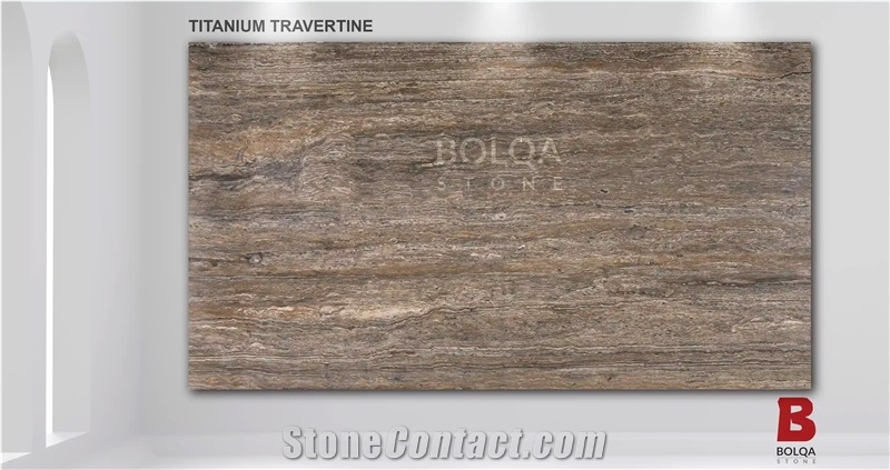 Iran Silver Travertine Slabs - Titanium Silver Travertine