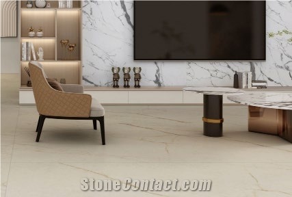 Gold Silk Exqusite Jade Beige Sintered Stone Slabs For Floor