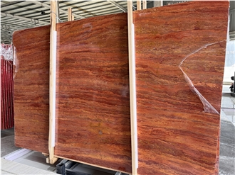 Red Travertine Slabs For Home Decoration