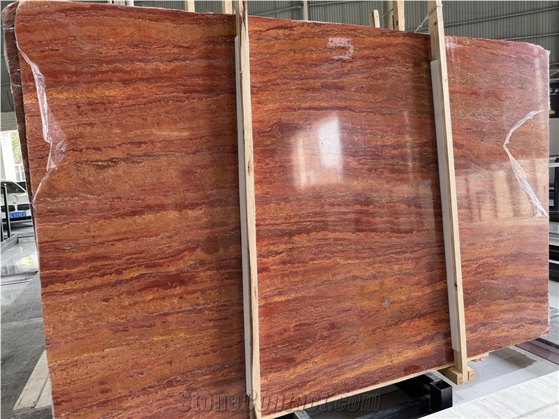 Red Travertine Slabs For Home Decoration