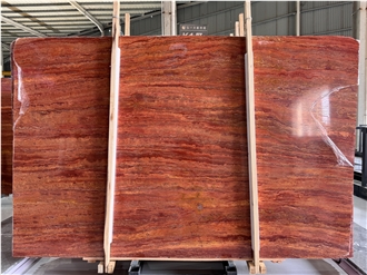 Red Travertine Slabs For Home Decoration
