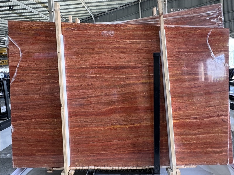 Red Travertine Slabs For Home Decoration