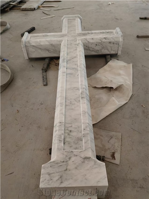 White Mabrle Cross Monument Bianco Carrara