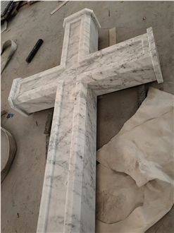 White Mabrle Cross Monument Bianco Carrara