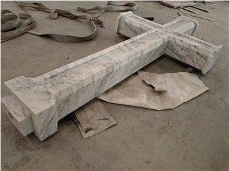 White Mabrle Cross Monument Bianco Carrara