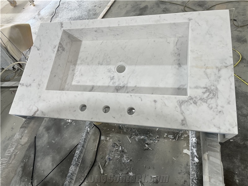 Ariston White Marble Vanity Residential Bath Tops