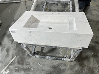 Ariston White Marble Vanity Residential Bath Tops