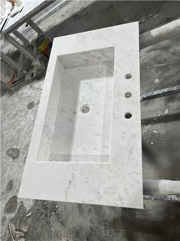 Ariston White Marble Vanity Residential Bath Tops
