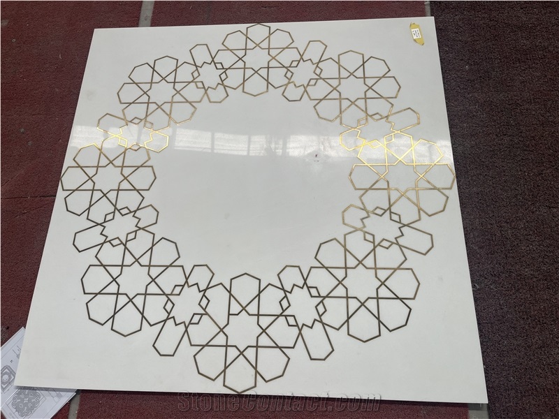 Custom Water Jet Medallions Cutting Brass Inlay Floor