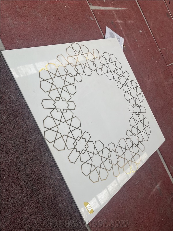 Custom Water Jet Medallions Cutting Brass Inlay Floor