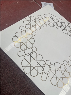 Custom Water Jet Medallions Cutting Brass Inlay Floor