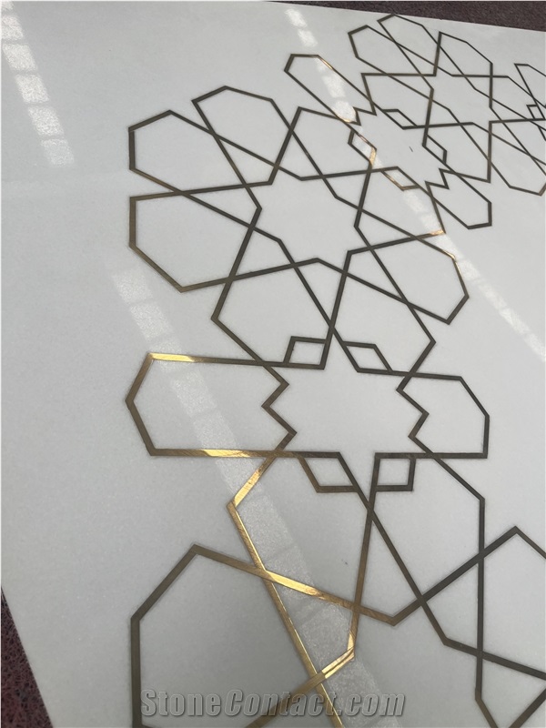 Custom Water Jet Medallions Cutting Brass Inlay Floor