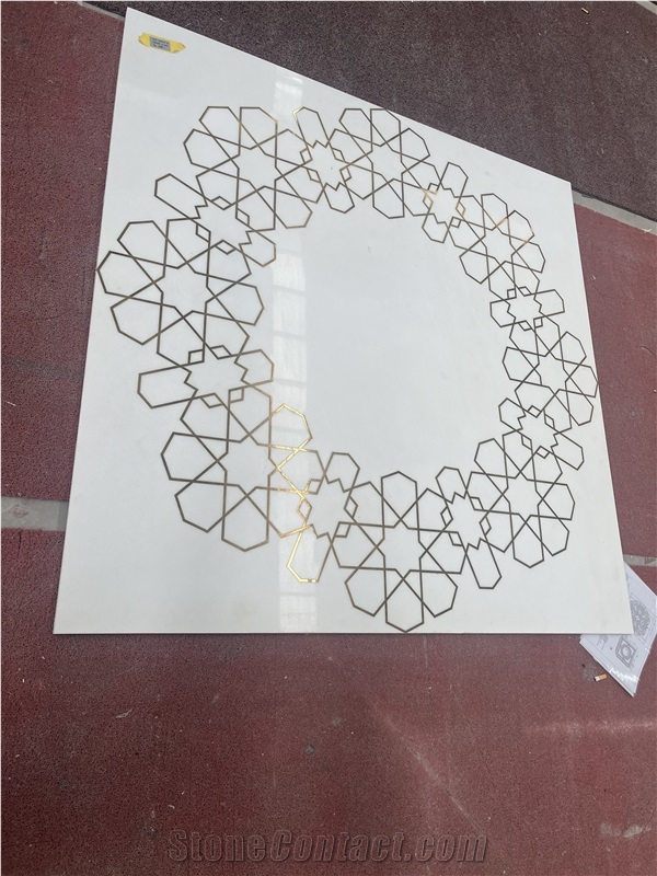 Custom Water Jet Medallions Cutting Brass Inlay Floor