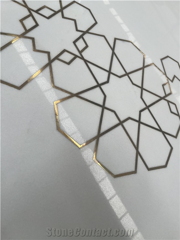 Custom Water Jet Medallions Cutting Brass Inlay Floor