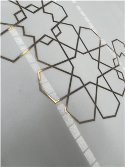 Custom Water Jet Medallions Cutting Brass Inlay Floor