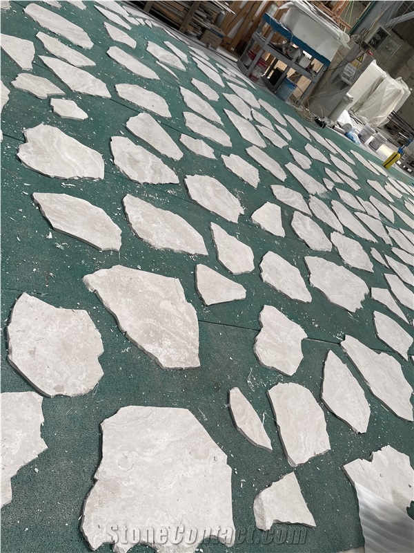 White Wooden Marble Irregular Broken Piece Flagstone