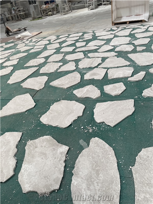 White Wooden Marble Irregular Broken Piece Flagstone