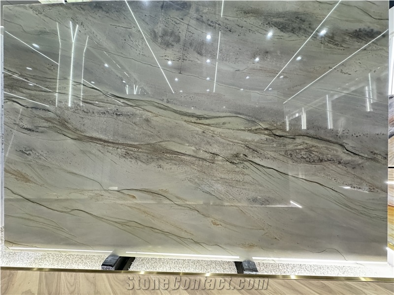 Brazil Aquarella Quartzite Natural Slabs For Feather Wall