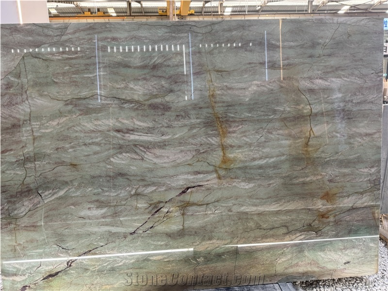 Brazil Emerald Queen Quartzite Slabs Natural Feature Wall Tiles