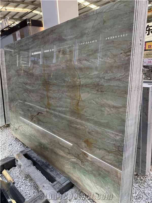 Brazil Emerald Queen Quartzite Slabs Natural Feature Wall Tiles