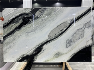 Brazil Panda White Marble Slabs Bookmatch Feature Wall