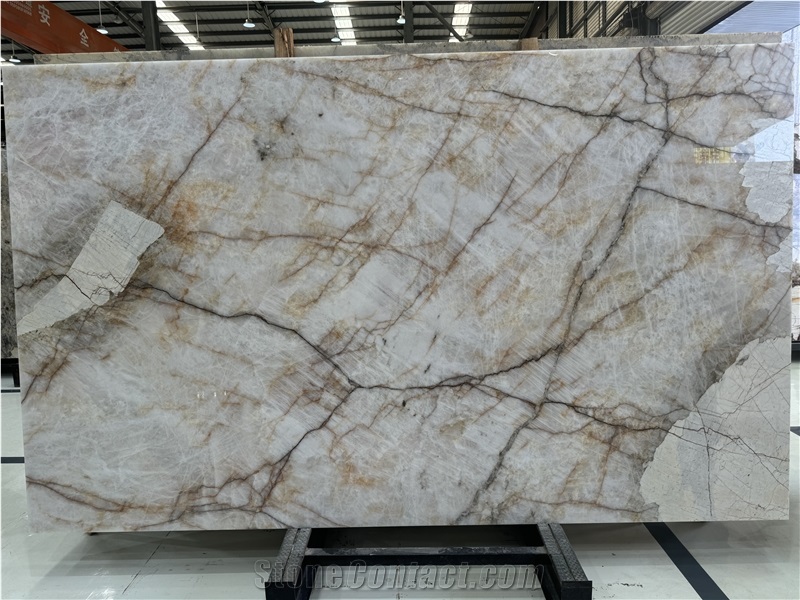 Brazil Patagonia Quartzite Big Crystal Light Though  Slabs
