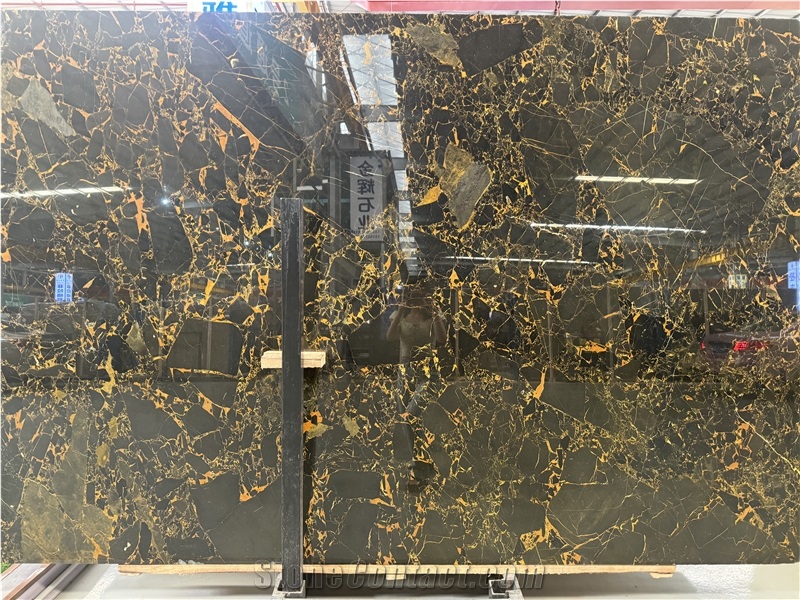 China Athens Portoro Black Marble With Golden Veins  Tiles