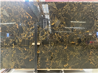 China Athens Portoro Black Marble With Golden Veins  Tiles
